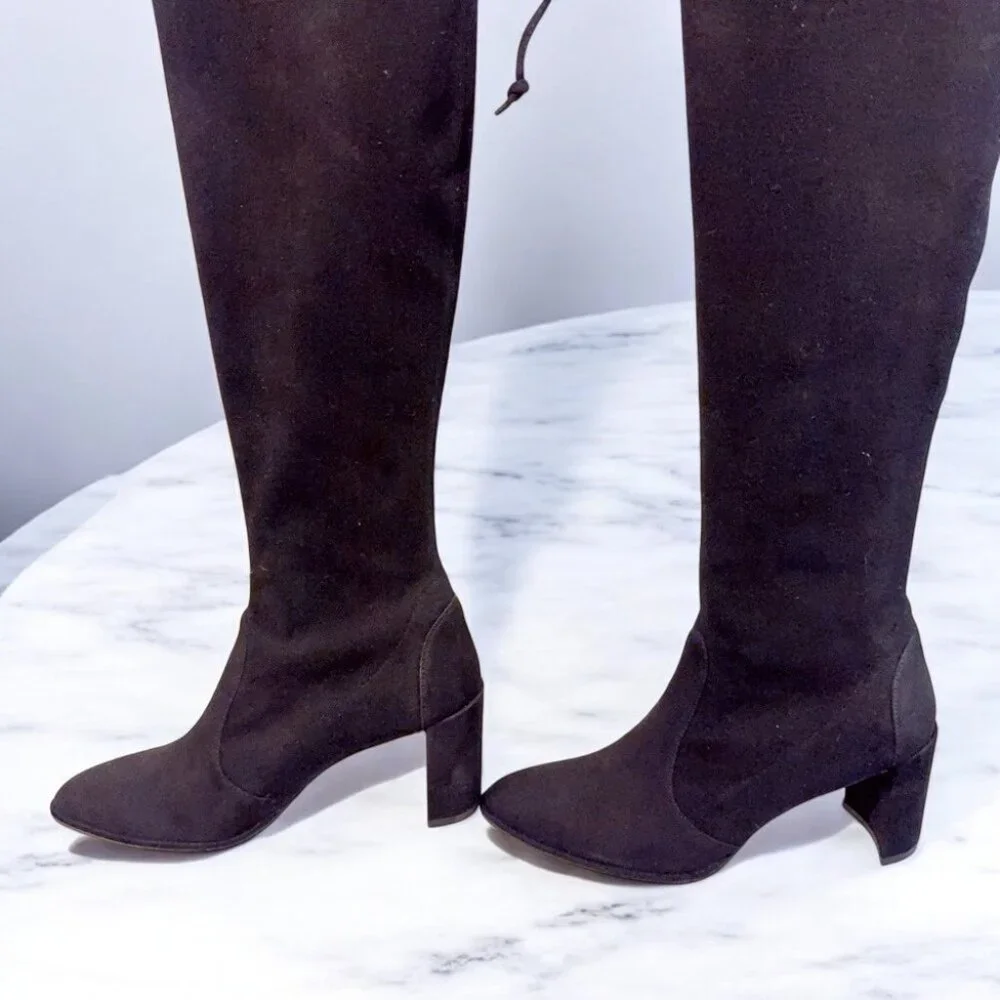 NIB Stuart Weitzman Landmark Over-the-Knee Black Suede Boots